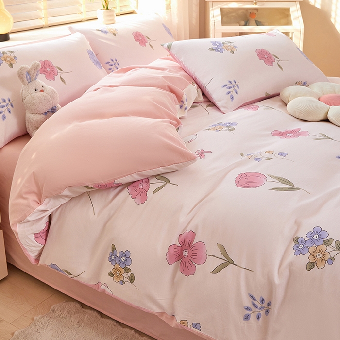 梵克保罗 2025新款12868全棉印花四件套 花丛小兔