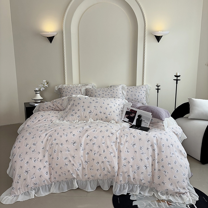 91家纺网 家纺一手货源 找家纺 （总）梵克保罗 2025新款法式大花边针织棉四件套