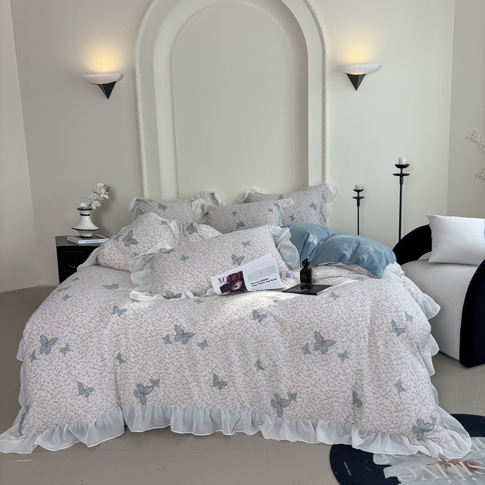 91家纺网 家纺一手货源 找家纺 （总）梵克保罗 2025新款法式大花边针织棉四件套