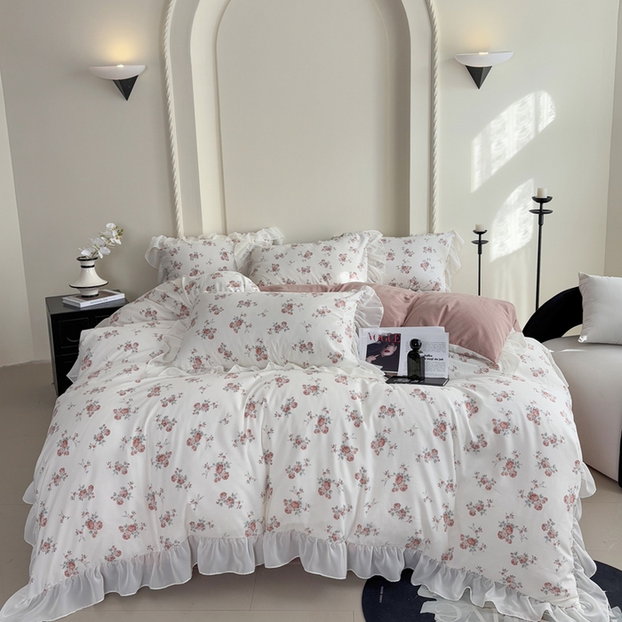 91家纺网 家纺一手货源 找家纺 （总）梵克保罗 2025新款法式大花边针织棉四件套