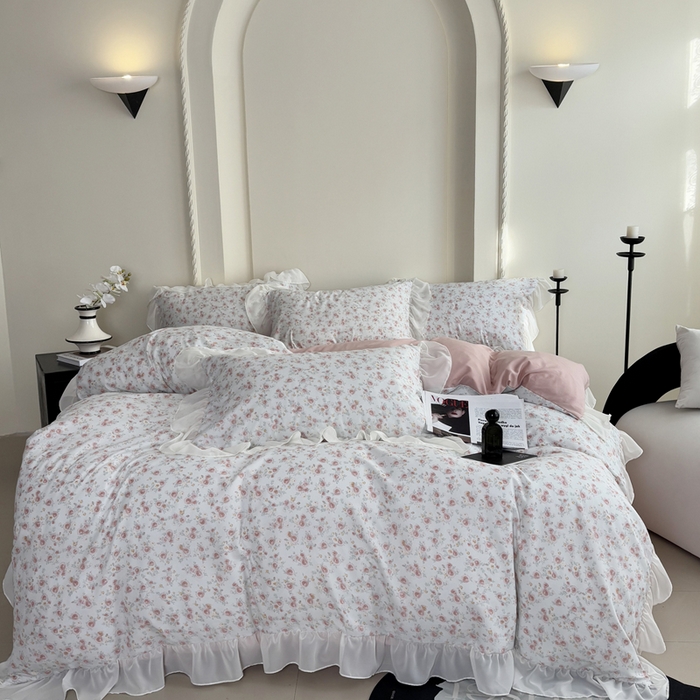 91家纺网 家纺一手货源 找家纺 （总）梵克保罗 2025新款法式大花边针织棉四件套