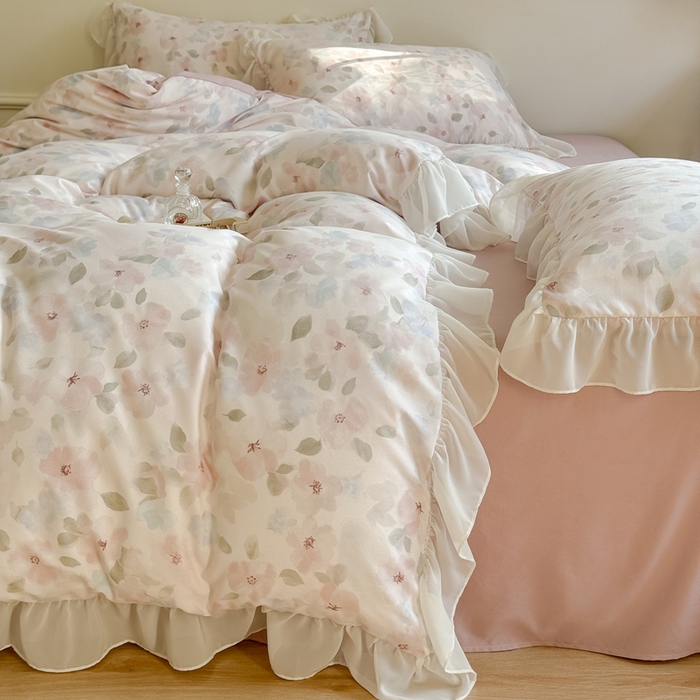 91家纺网 家纺一手货源 找家纺 （总）梵克保罗 2025新款法式大花边针织棉四件套