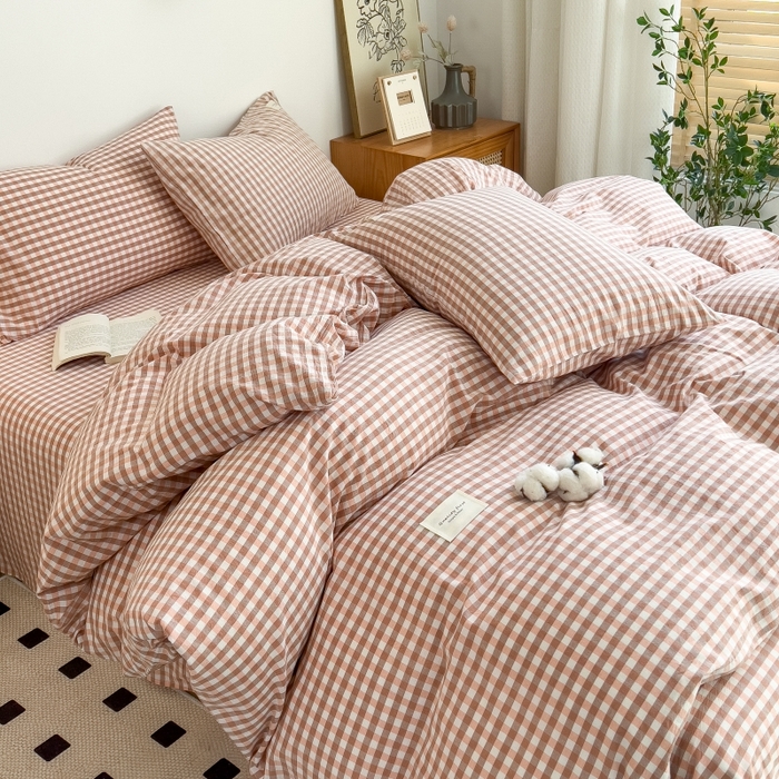 91家纺网 家纺一手货源 找家纺 梵克保罗 2025新款无印风四件套系列 玉小格-床单款