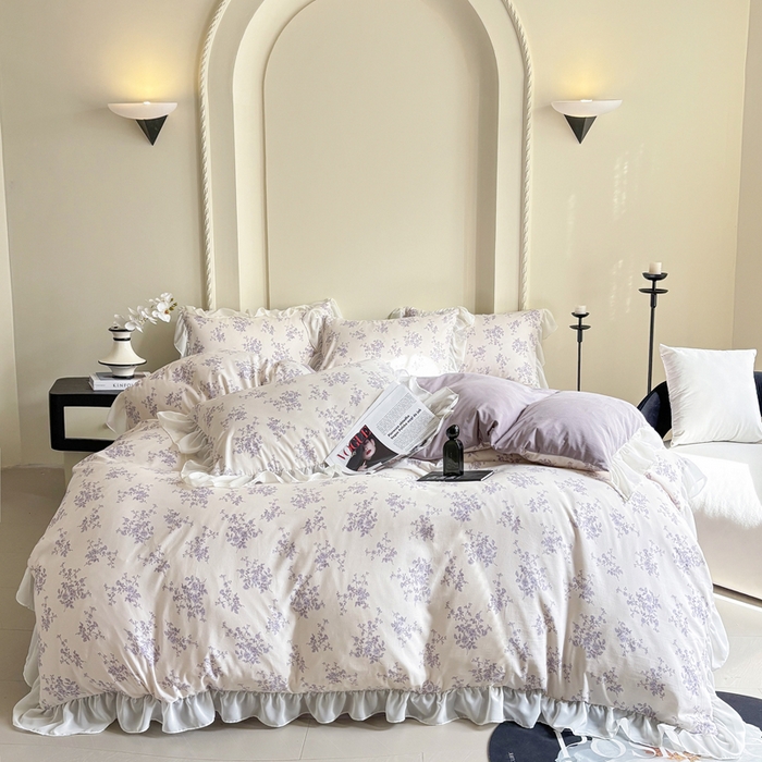 91家纺网 家纺一手货源 找家纺 （总）梵克保罗 2025新款法式大花边针织棉四件套