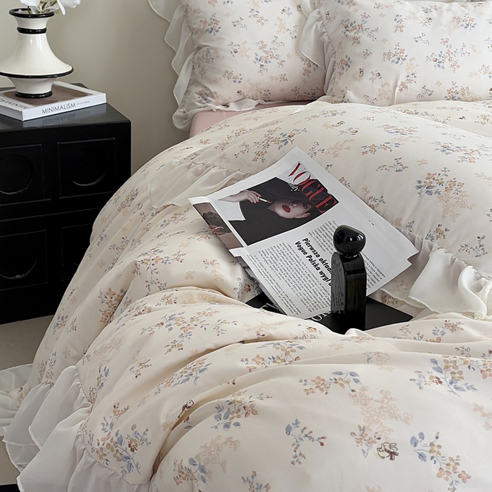 91家纺网 家纺一手货源 找家纺 梵克保罗 2025新款法式大花边针织棉四件套 暖沙