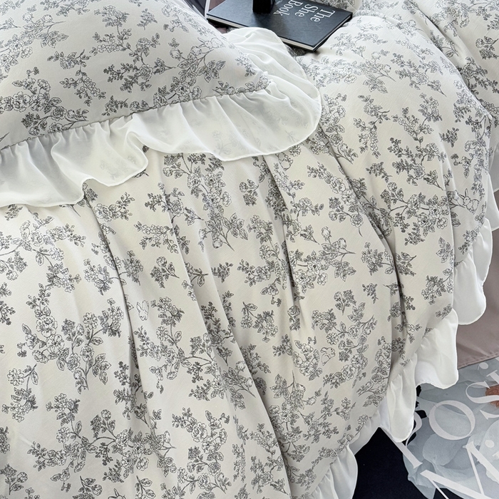 91家纺网 家纺一手货源 找家纺 梵克保罗 2025新款法式大花边针织棉四件套 洛莉