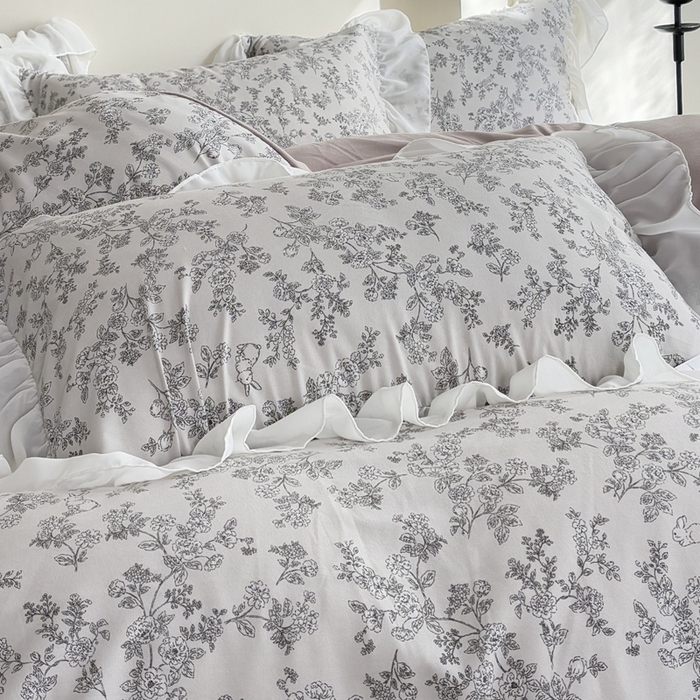 91家纺网 家纺一手货源 找家纺 梵克保罗 2025新款法式大花边针织棉四件套 洛莉