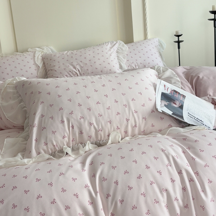 91家纺网 家纺一手货源 找家纺 梵克保罗 2025新款法式大花边针织棉四件套 可爱多