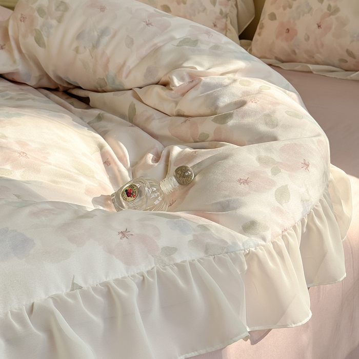 91家纺网 家纺一手货源 找家纺 梵克保罗 2025新款法式大花边针织棉四件套 初夏