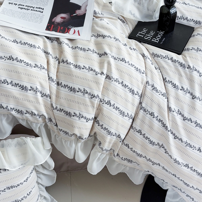 91家纺网 家纺一手货源 找家纺 梵克保罗 2025新款法式大花边针织棉四件套 卡曼