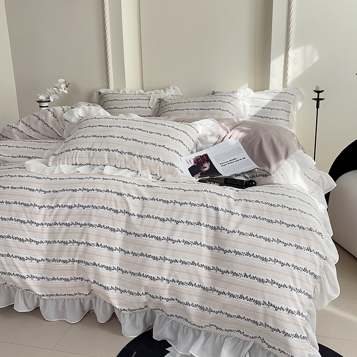 91家纺网 家纺一手货源 找家纺 梵克保罗 2025新款法式大花边针织棉四件套 卡曼