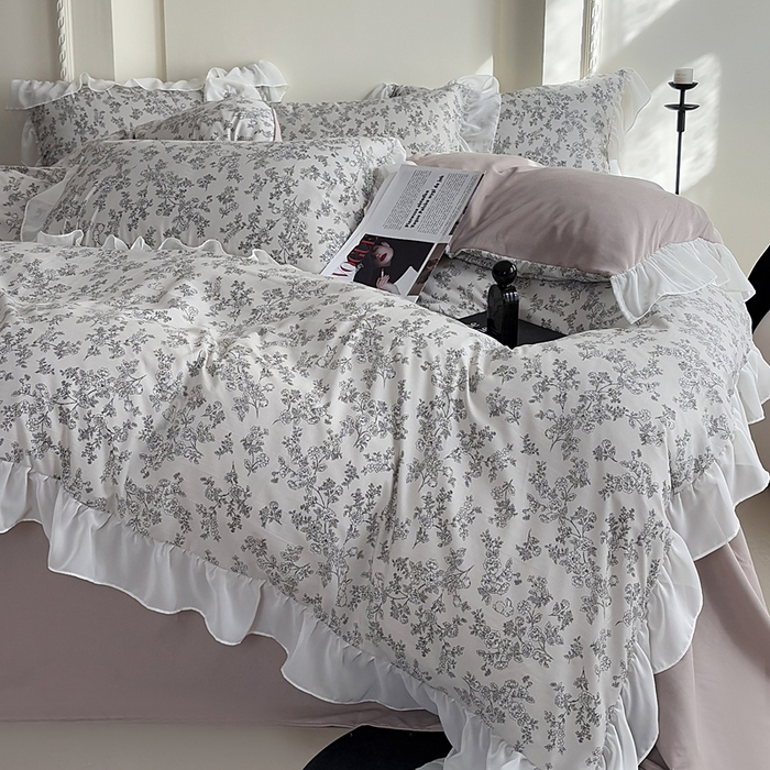 91家纺网 家纺一手货源 找家纺 梵克保罗 2025新款法式大花边针织棉四件套 洛莉