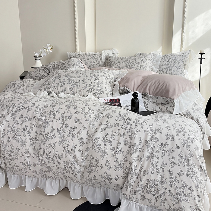 91家纺网 家纺一手货源 找家纺 梵克保罗 2025新款法式大花边针织棉四件套 洛莉