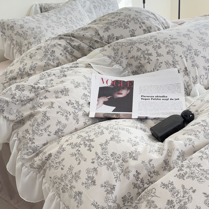 91家纺网 家纺一手货源 找家纺 梵克保罗 2025新款法式大花边针织棉四件套 洛莉