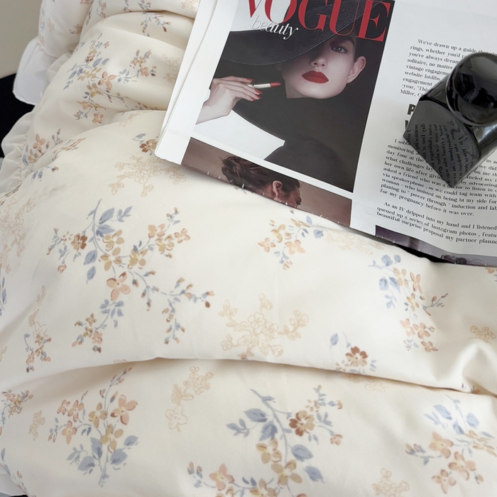 91家纺网 家纺一手货源 找家纺 梵克保罗 2025新款法式大花边针织棉四件套 暖沙