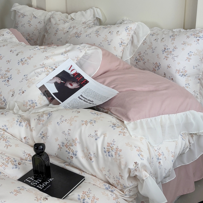 91家纺网 家纺一手货源 找家纺 梵克保罗 2025新款法式大花边针织棉四件套 暖沙