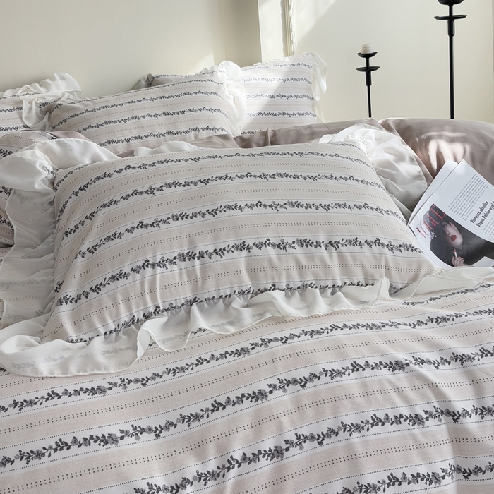 91家纺网 家纺一手货源 找家纺 梵克保罗 2025新款法式大花边针织棉四件套 卡曼