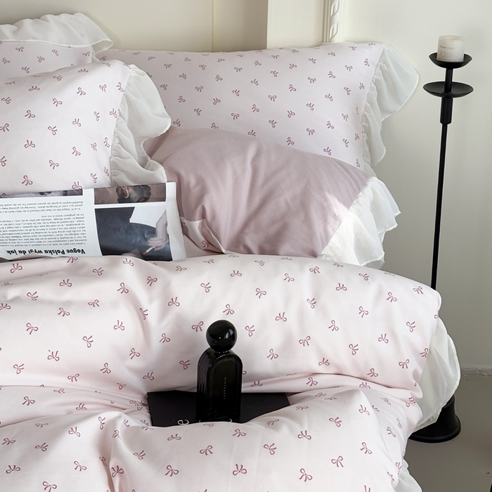 91家纺网 家纺一手货源 找家纺 梵克保罗 2025新款法式大花边针织棉四件套 可爱多