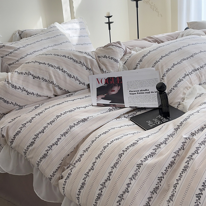 91家纺网 家纺一手货源 找家纺 梵克保罗 2025新款法式大花边针织棉四件套 卡曼