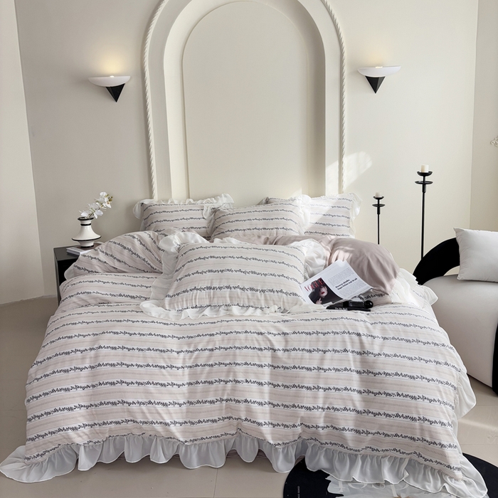 梵克保罗 2025新款法式大花边针织棉四件套 卡曼