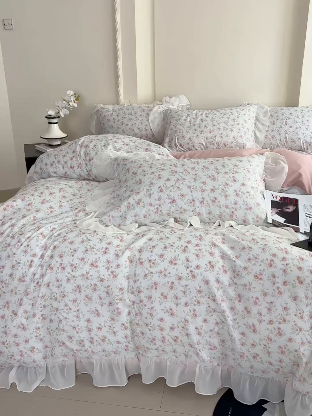 91家纺网 家纺一手货源 找家纺 梵克保罗 2025新款法式大花边针织棉四件套 赛琳娜-绿