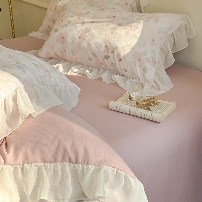 91家纺网 家纺一手货源 找家纺 梵克保罗 2025新款法式大花边针织棉四件套 初夏