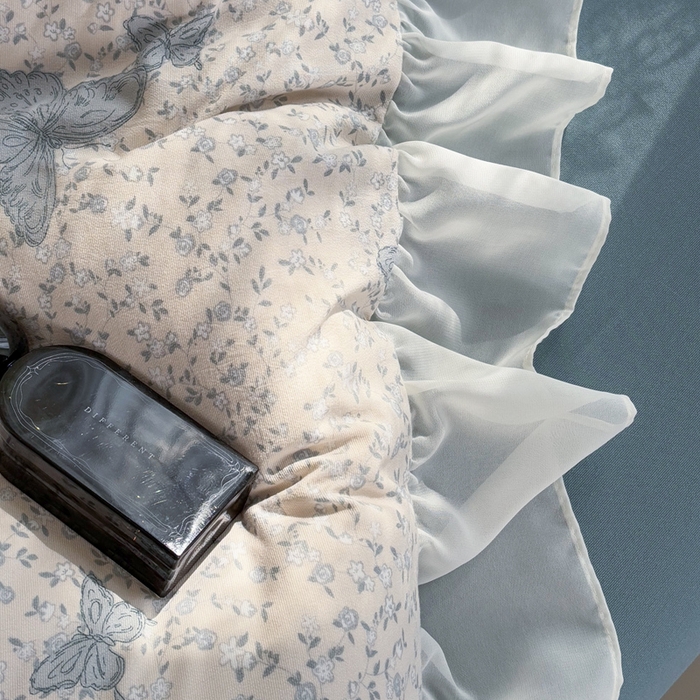 91家纺网 家纺一手货源 找家纺 梵克保罗 2025新款法式大花边针织棉四件套 蝶舞