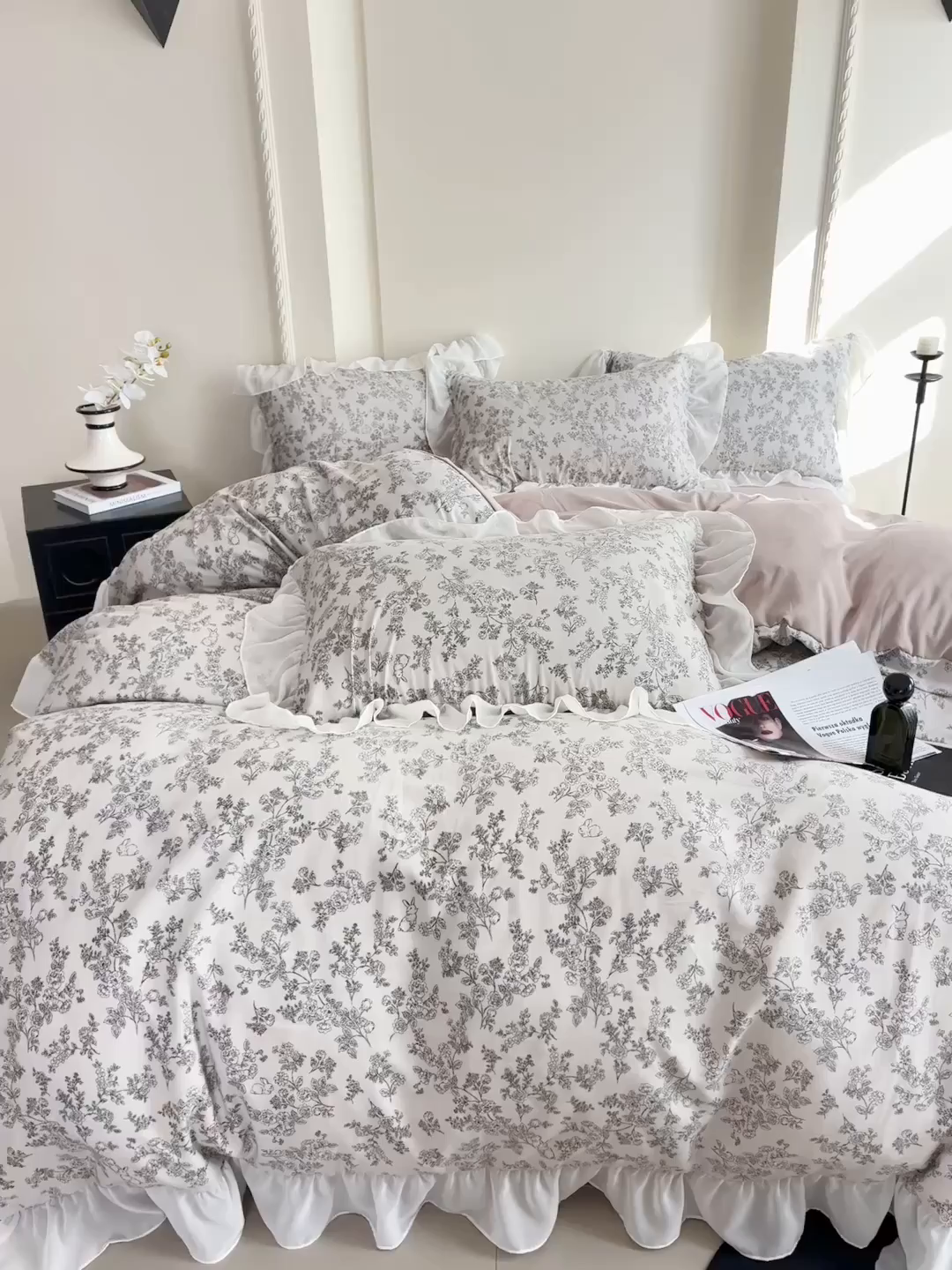 91家纺网 家纺一手货源 找家纺 梵克保罗 2025新款法式大花边针织棉四件套 洛莉