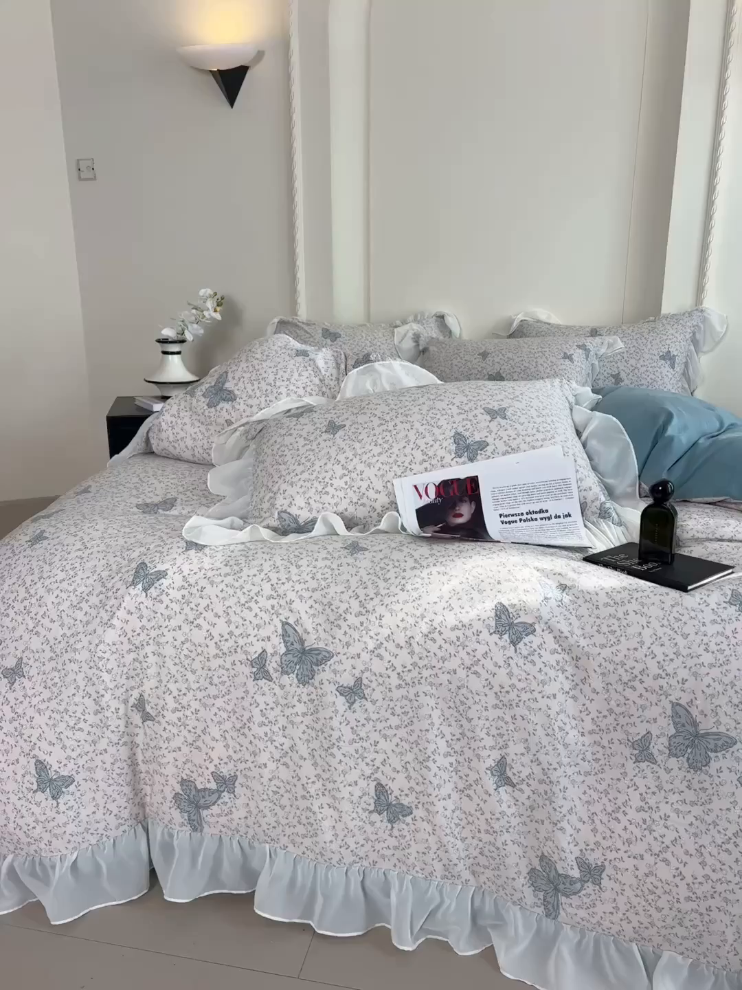 91家纺网 家纺一手货源 找家纺 梵克保罗 2025新款法式大花边针织棉四件套 蝶舞