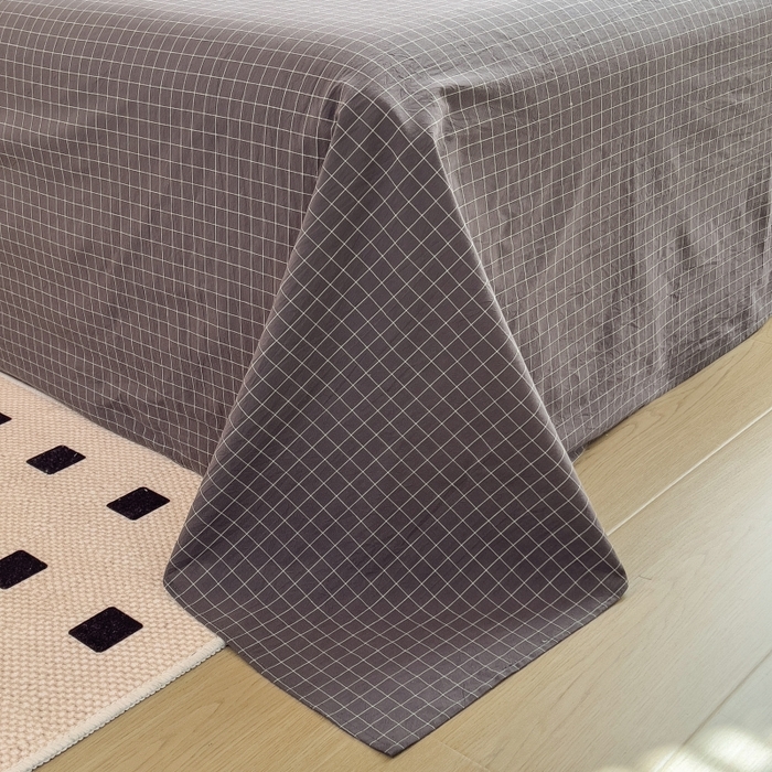 91家纺网 家纺一手货源 找家纺 梵克保罗 2025新款无印风四件套系列 小黑格-床单款