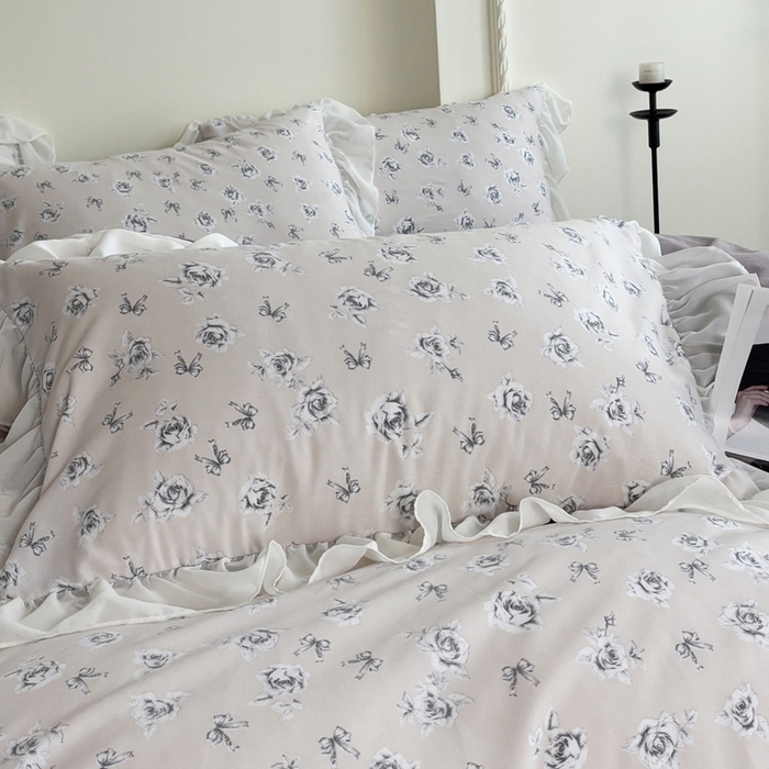 91家纺网 家纺一手货源 找家纺 梵克保罗 2025新款法式大花边针织棉四件套 花海