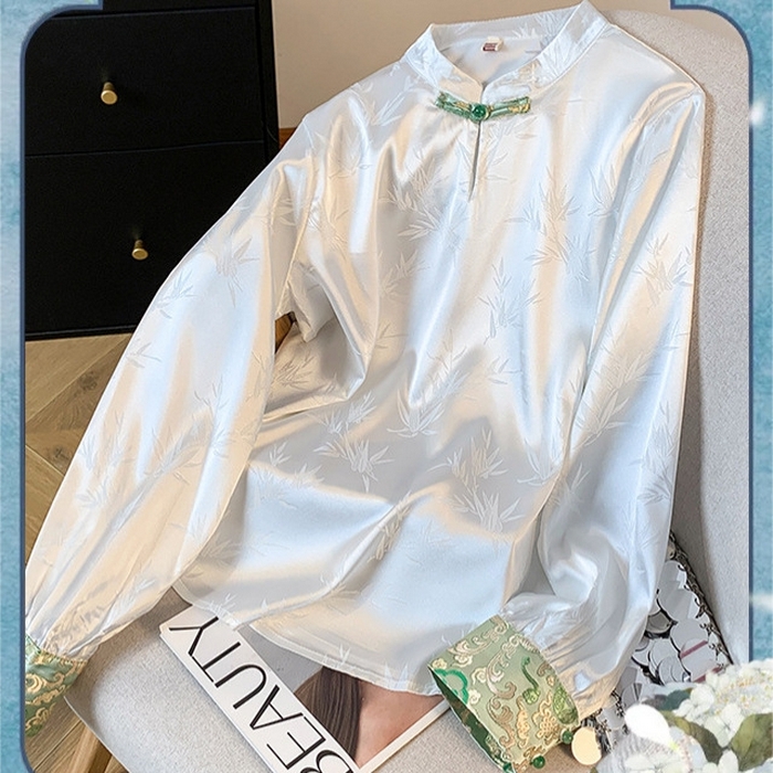 91家纺网 家纺一手货源 找家纺 洛兰沙家居馆【只代发】【只代发】 2025新款复古织锦缎细纱棉麻拼接马甲背心刺绣中式盘扣上衣 28