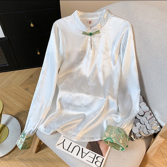 91家纺网 家纺一手货源 找家纺 洛兰沙家居馆【只代发】【只代发】 2025新款复古织锦缎细纱棉麻拼接马甲背心刺绣中式盘扣上衣 28