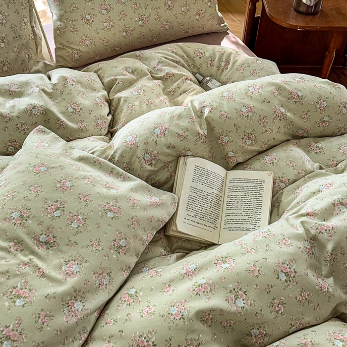 91家纺网 家纺一手货源 找家纺 梵克保罗 2025新款有氧针织双层纱印花四件套 山野心事