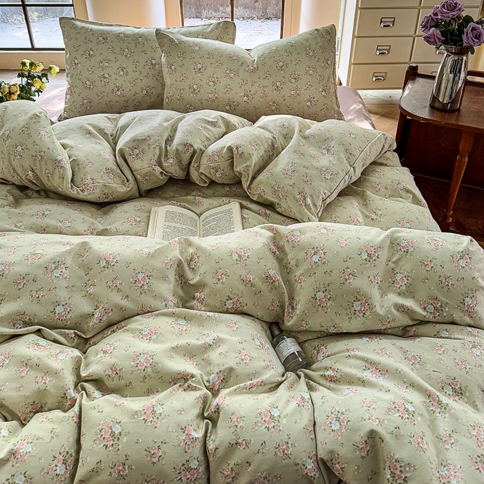 91家纺网 家纺一手货源 找家纺 梵克保罗 2025新款有氧针织双层纱印花四件套 山野心事