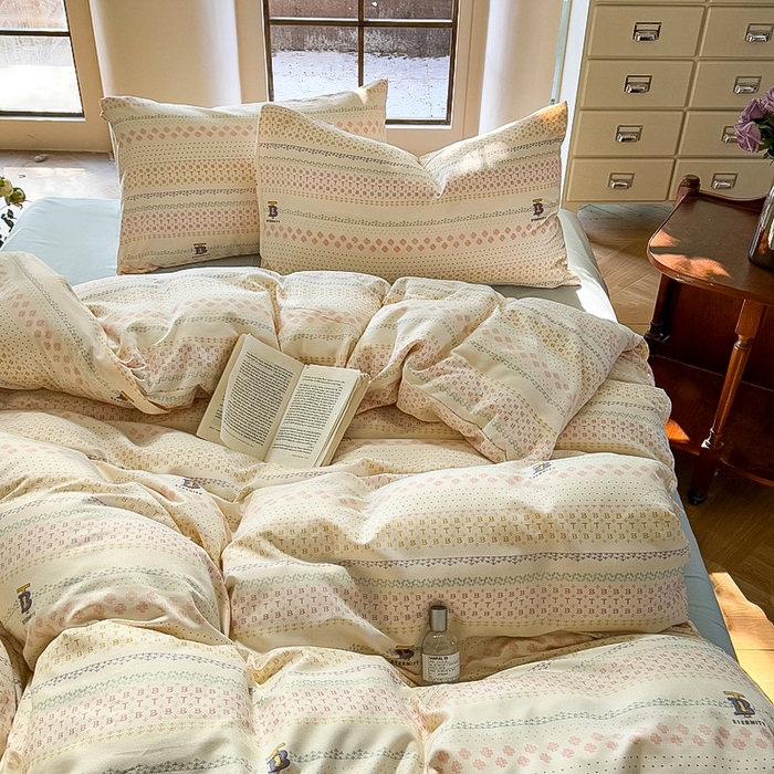 91家纺网 家纺一手货源 找家纺 梵克保罗 2025新款有氧针织双层纱印花四件套 少女情怀