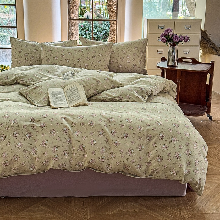 91家纺网 家纺一手货源 找家纺 梵克保罗 2025新款有氧针织双层纱印花四件套 山野心事