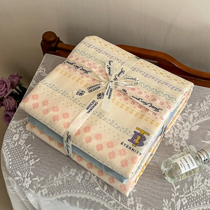 91家纺网 家纺一手货源 找家纺 梵克保罗 2025新款有氧针织双层纱印花四件套 少女情怀