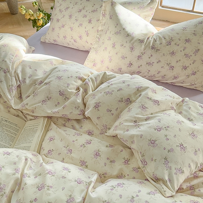 91家纺网 家纺一手货源 找家纺 梵克保罗 2025新款有氧针织双层纱印花四件套 丁香少女