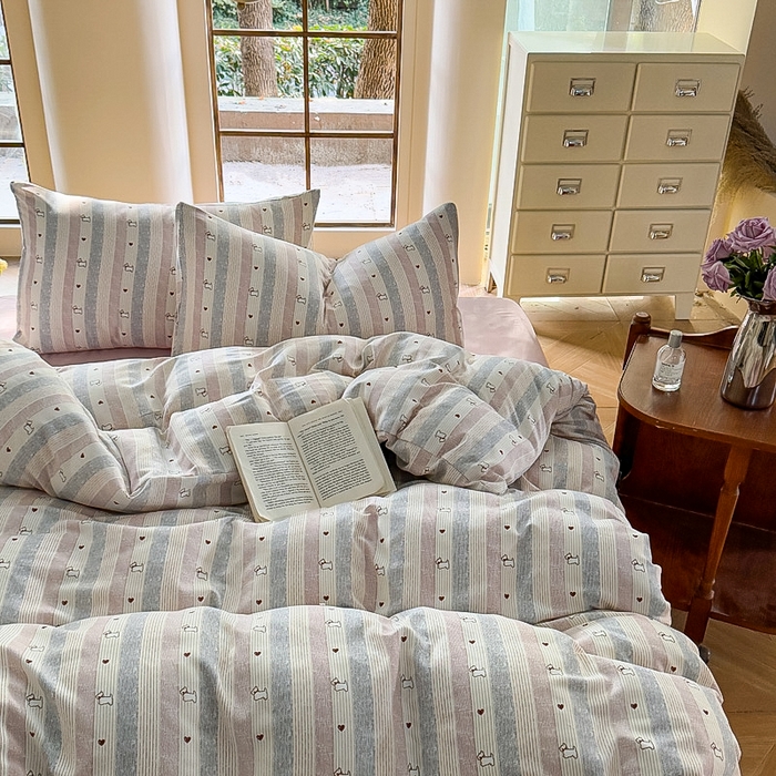 91家纺网 家纺一手货源 找家纺 梵克保罗 2025新款有氧针织双层纱印花四件套 西希可