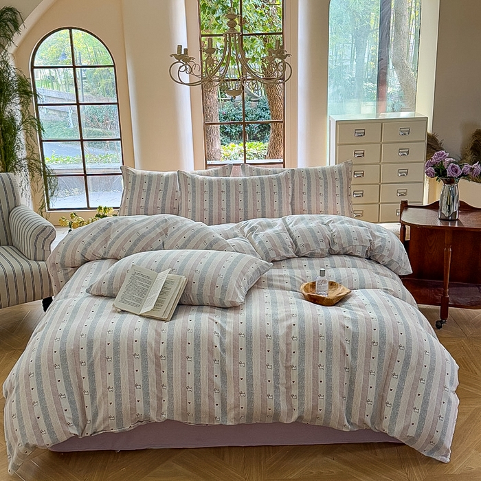 91家纺网 家纺一手货源 找家纺 梵克保罗 2025新款有氧针织双层纱印花四件套 西希可