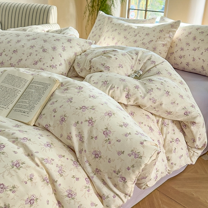 91家纺网 家纺一手货源 找家纺 梵克保罗 2025新款有氧针织双层纱印花四件套 丁香少女