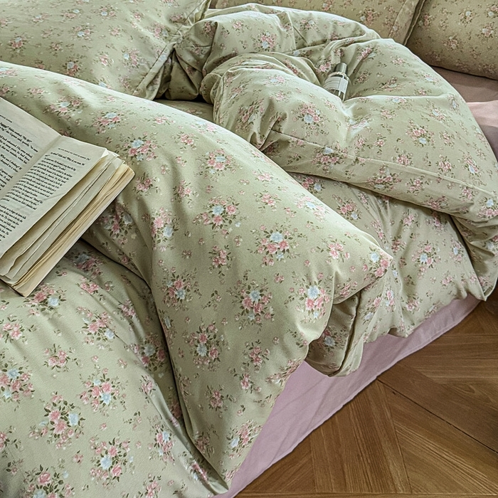 91家纺网 家纺一手货源 找家纺 梵克保罗 2025新款有氧针织双层纱印花四件套 山野心事