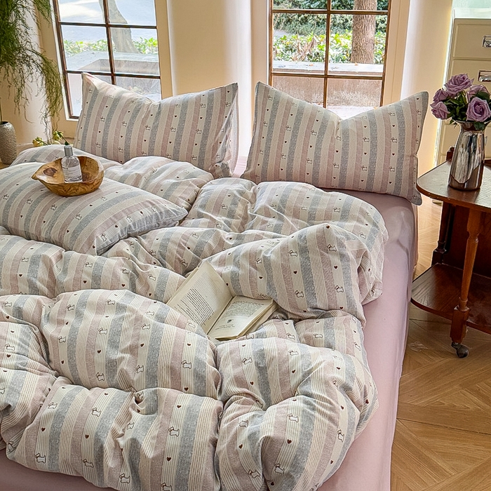 91家纺网 家纺一手货源 找家纺 梵克保罗 2025新款有氧针织双层纱印花四件套 西希可