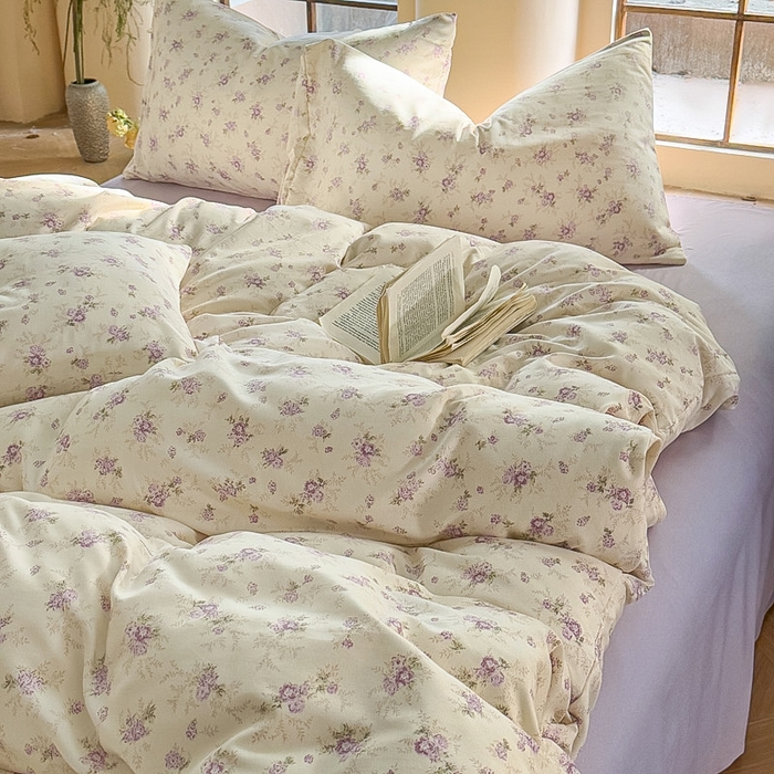 91家纺网 家纺一手货源 找家纺 梵克保罗 2025新款有氧针织双层纱印花四件套 丁香少女