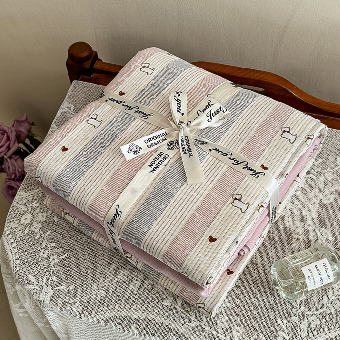 91家纺网 家纺一手货源 找家纺 梵克保罗 2025新款有氧针织双层纱印花四件套 西希可