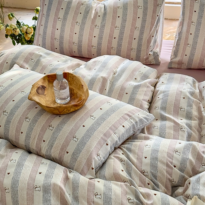 91家纺网 家纺一手货源 找家纺 梵克保罗 2025新款有氧针织双层纱印花四件套 西希可