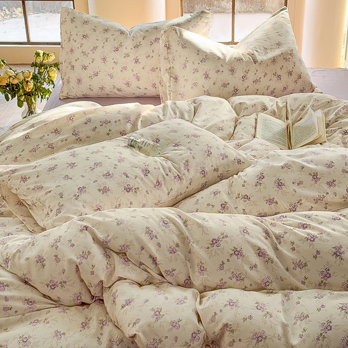 91家纺网 家纺一手货源 找家纺 梵克保罗 2025新款有氧针织双层纱印花四件套 丁香少女