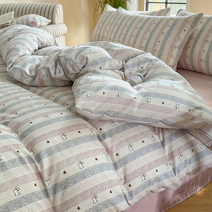 91家纺网 家纺一手货源 找家纺 梵克保罗 2025新款有氧针织双层纱印花四件套 西希可