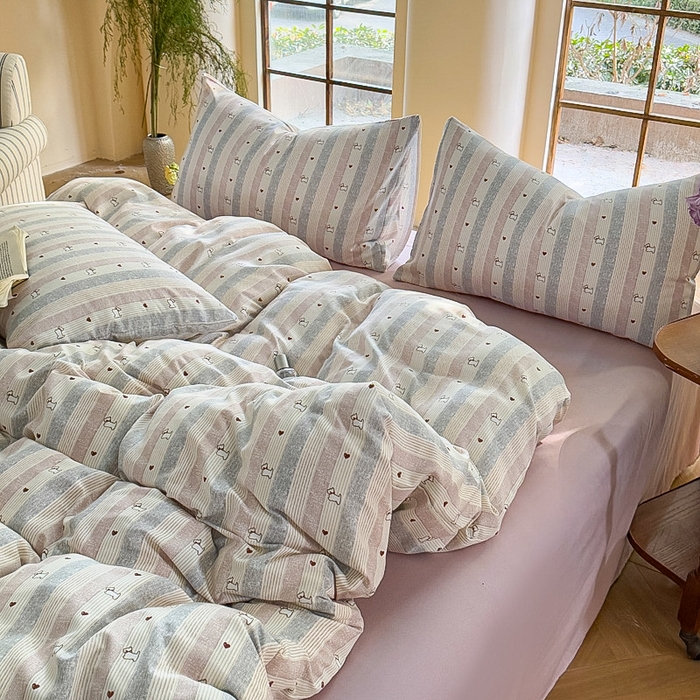 91家纺网 家纺一手货源 找家纺 梵克保罗 2025新款有氧针织双层纱印花四件套 西希可